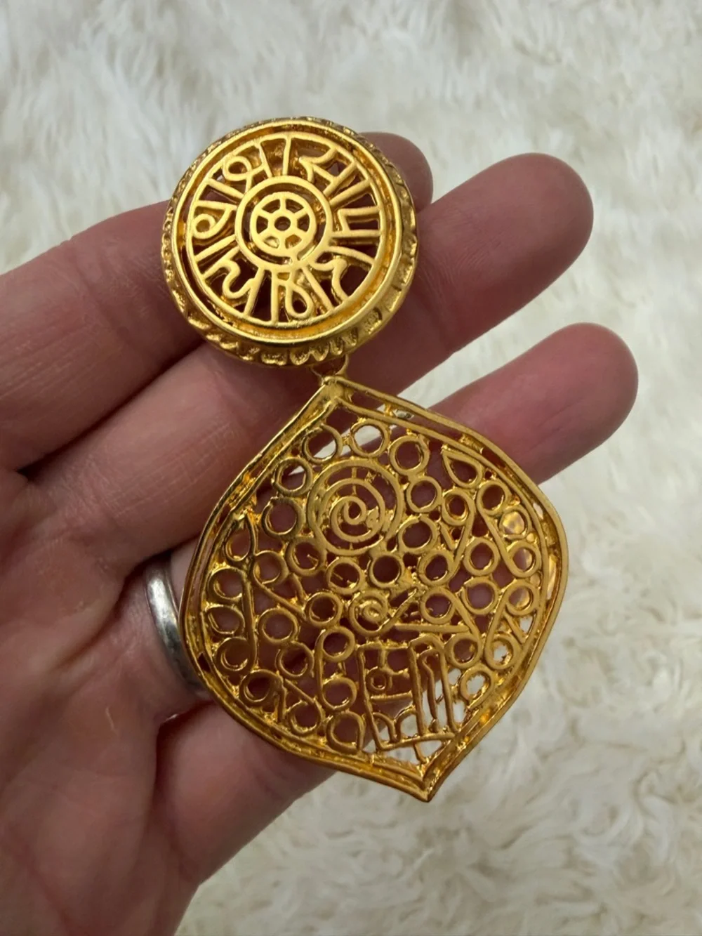 Kenneth Jay Lane Gold Filigree Drop Earrings - Women Jewelry - Picture 3 of 4